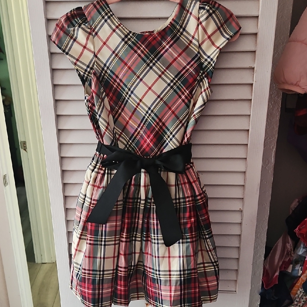 Plaid Ralph Lauren Kids Dress with Black Bow Size 4